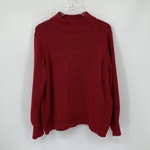 Chico's mock neck red black heathered sweater cotton blend 3 XL